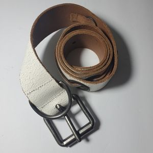 Diesel White Leather Belt with Silver Buckle